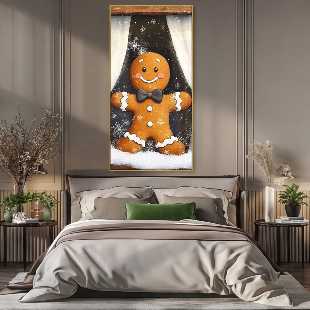 Tablou Canvas Premium, LuxCanva® D1064, Fereastra Magica, Salut, Oaspete, Dulce, Zambet, Geam, Iarna, Omulet, Turta, Dulce, Basm, Surpriza, Bucurie, Noapte, Basm, Camera Copil, Living, Dormitor