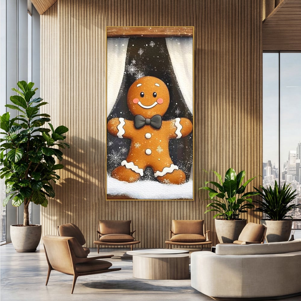 Tablou Canvas Premium, LuxCanva® D1064, Fereastra Magica, Salut, Oaspete, Dulce, Zambet, Geam, Iarna, Omulet, Turta, Dulce, Basm, Surpriza, Bucurie, Noapte, Basm, Camera Copil, Living, Dormitor