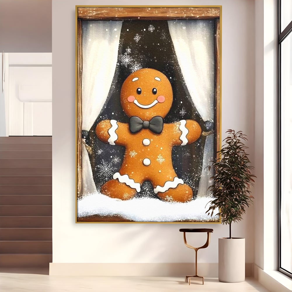 Tablou Canvas Premium, LuxCanva® D1064, Fereastra Magica, Salut, Oaspete, Dulce, Zambet, Geam, Iarna, Omulet, Turta, Dulce, Basm, Surpriza, Bucurie, Noapte, Basm, Camera Copil, Living, Dormitor