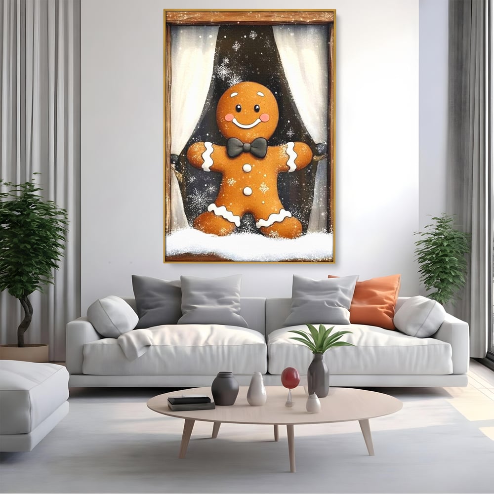 Tablou Canvas Premium, LuxCanva® D1064, Fereastra Magica, Salut, Oaspete, Dulce, Zambet, Geam, Iarna, Omulet, Turta, Dulce, Basm, Surpriza, Bucurie, Noapte, Basm, Camera Copil, Living, Dormitor