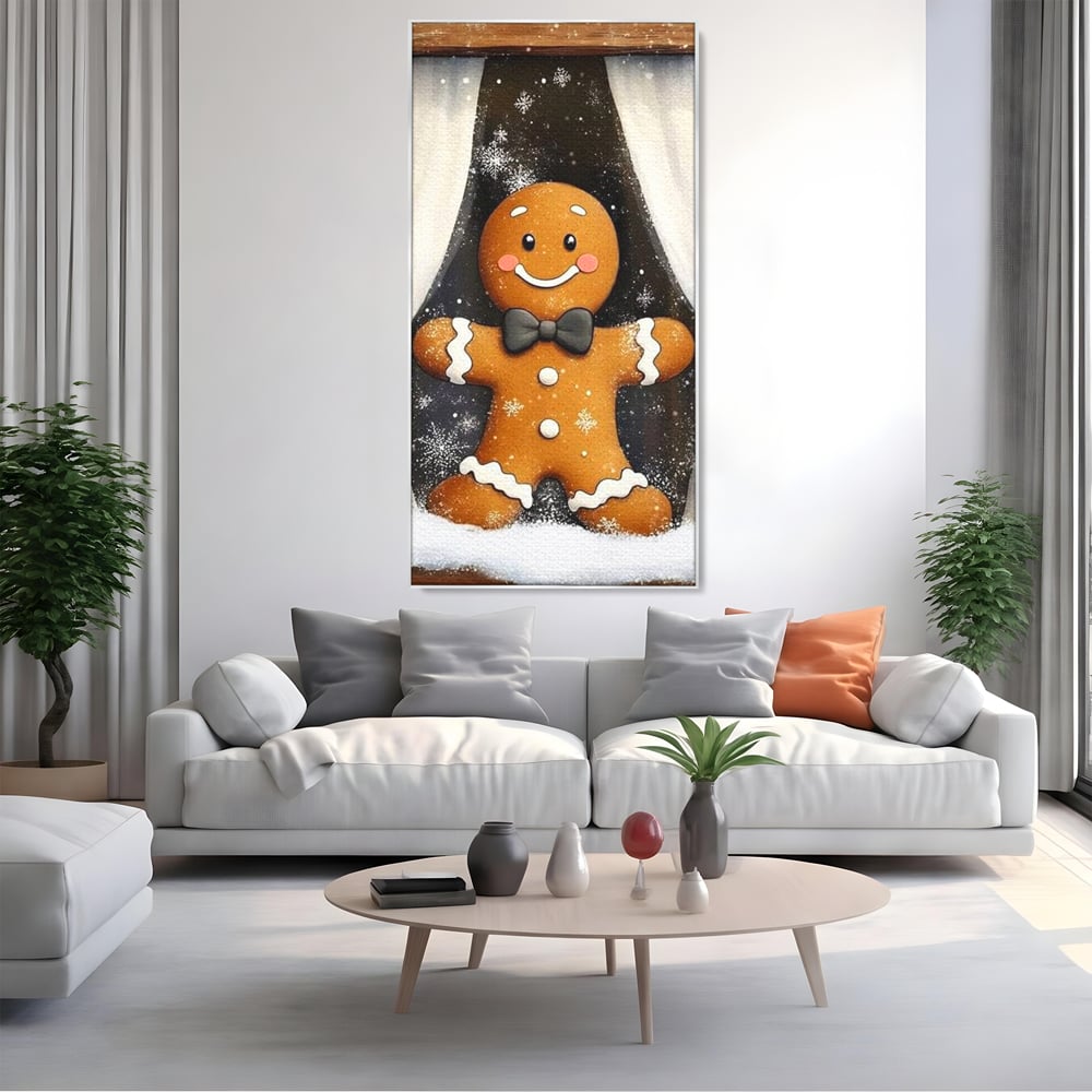 Tablou Canvas Premium, LuxCanva® D1064, Fereastra Magica, Salut, Oaspete, Dulce, Zambet, Geam, Iarna, Omulet, Turta, Dulce, Basm, Surpriza, Bucurie, Noapte, Basm, Camera Copil, Living, Dormitor