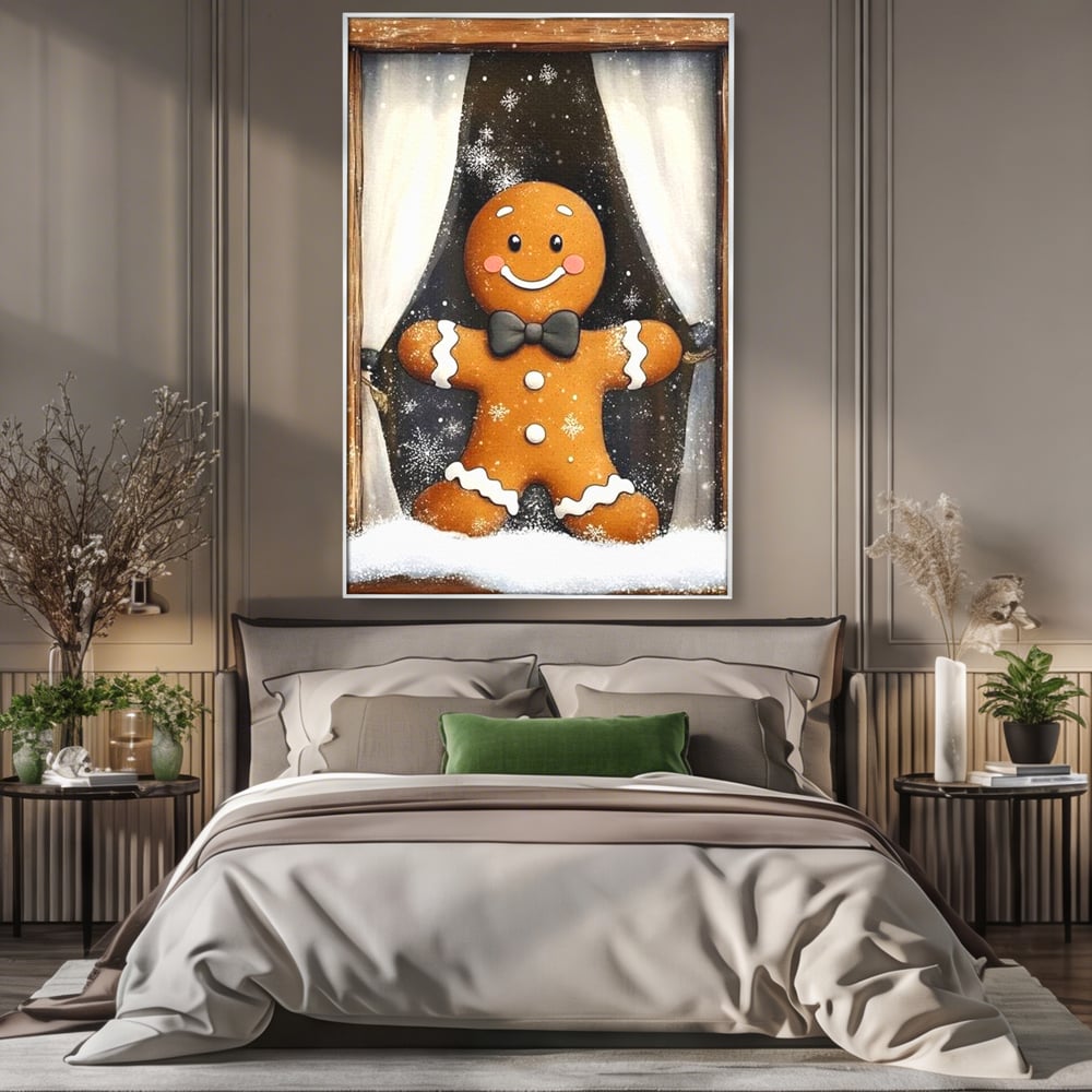 Tablou Canvas Premium, LuxCanva® D1064, Fereastra Magica, Salut, Oaspete, Dulce, Zambet, Geam, Iarna, Omulet, Turta, Dulce, Basm, Surpriza, Bucurie, Noapte, Basm, Camera Copil, Living, Dormitor