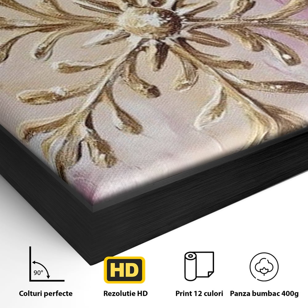 Leinwandbilder Premium, LuxCanva® D1065, Wintersymbol, Flocke, Schnee, Golden, Weihnachten, Festlich, Eleganz, Glitzer, Luxus, Flieder, Schön, Eis, Himmel, Dekoration, Symbol, Kinderzimmer, Wohnzimmer, Schlafzimmer