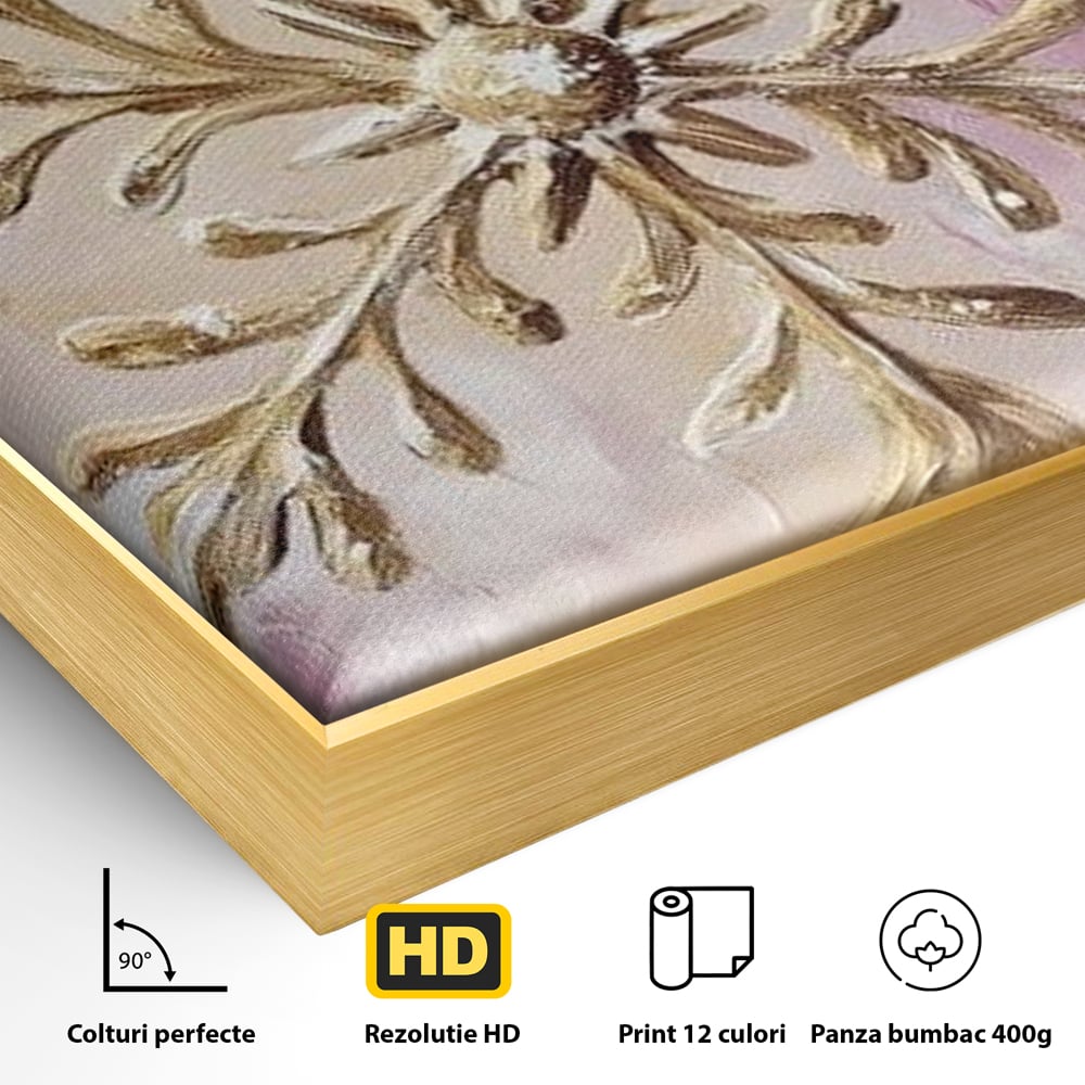 Leinwandbilder Premium, LuxCanva® D1065, Wintersymbol, Flocke, Schnee, Golden, Weihnachten, Festlich, Eleganz, Glitzer, Luxus, Flieder, Schön, Eis, Himmel, Dekoration, Symbol, Kinderzimmer, Wohnzimmer, Schlafzimmer