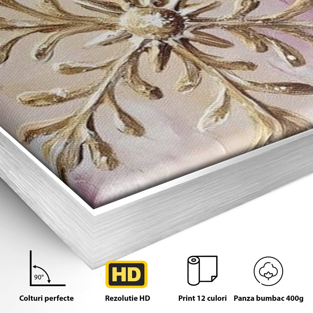 Leinwandbilder Premium, LuxCanva® D1065, Wintersymbol, Flocke, Schnee, Golden, Weihnachten, Festlich, Eleganz, Glitzer, Luxus, Flieder, Schön, Eis, Himmel, Dekoration, Symbol, Kinderzimmer, Wohnzimmer, Schlafzimmer