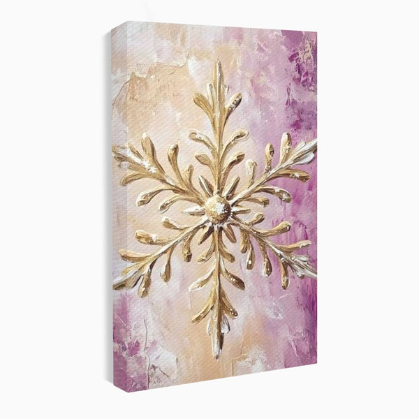 Leinwandbilder Premium, LuxCanva® D1065, Wintersymbol, Flocke, Schnee, Golden, Weihnachten, Festlich, Eleganz, Glitzer, Luxus, Flieder, Schön, Eis, Himmel, Dekoration, Symbol, Kinderzimmer, Wohnzimmer, Schlafzimmer