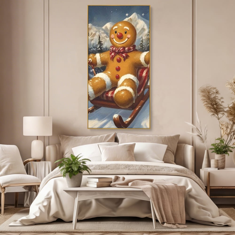 Tablou Canvas Premium, LuxCanva® D1068, Omuletul Sanius, Aventura, Dulce, Sanie, Joaca, Coborare, Veselie, Zbor, Iarna, Vale, Sclipire, Copilarie, Craciun, Munti, Natura, Camera Copil, Living, Dormitor