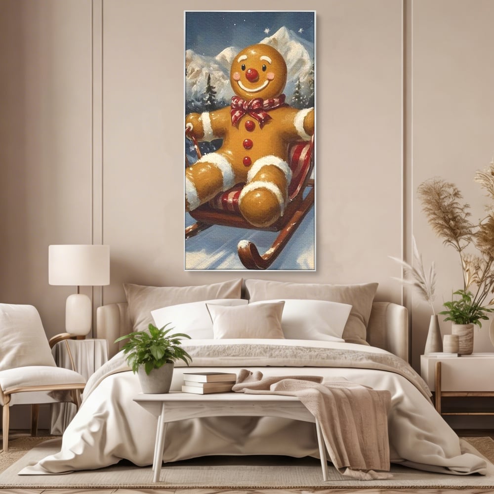 Tablou Canvas Premium, LuxCanva® D1068, Omuletul Sanius, Aventura, Dulce, Sanie, Joaca, Coborare, Veselie, Zbor, Iarna, Vale, Sclipire, Copilarie, Craciun, Munti, Natura, Camera Copil, Living, Dormitor