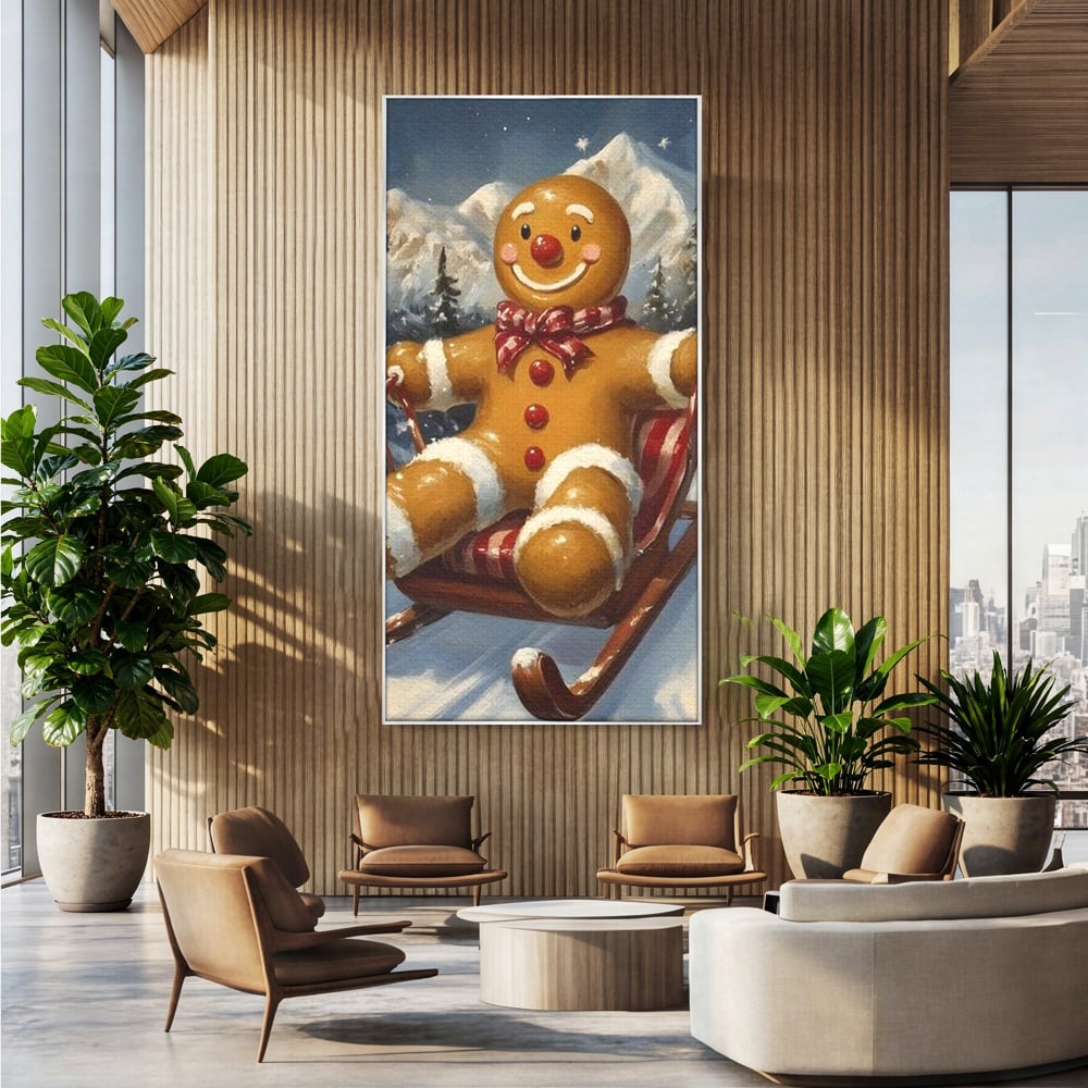 Tablou Canvas Premium, LuxCanva® D1068, Omuletul Sanius, Aventura, Dulce, Sanie, Joaca, Coborare, Veselie, Zbor, Iarna, Vale, Sclipire, Copilarie, Craciun, Munti, Natura, Camera Copil, Living, Dormitor