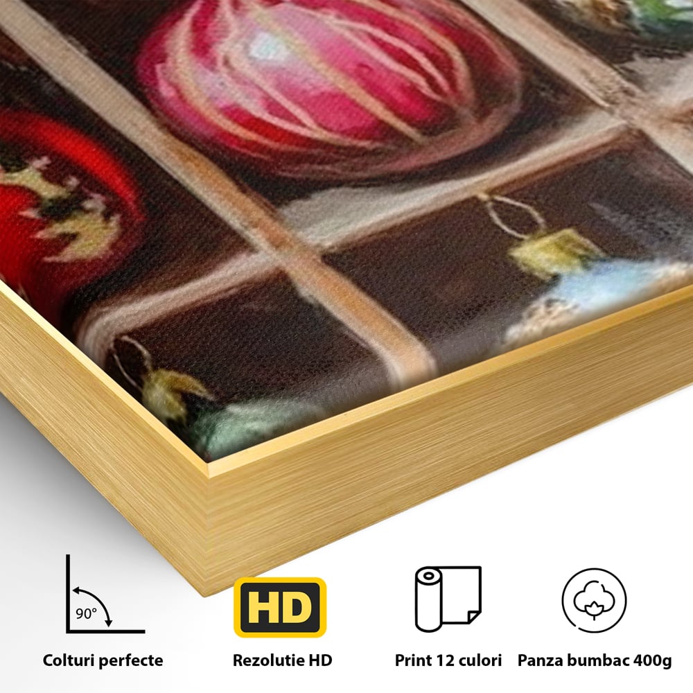 Tablou Canvas Premium, LuxCanva® D1069, Magia Ornamentelor, Colectie, Globuri, Podoabe, Craciun, Festiv, Bijuterii, Spirit, Decoratiuni, Brad