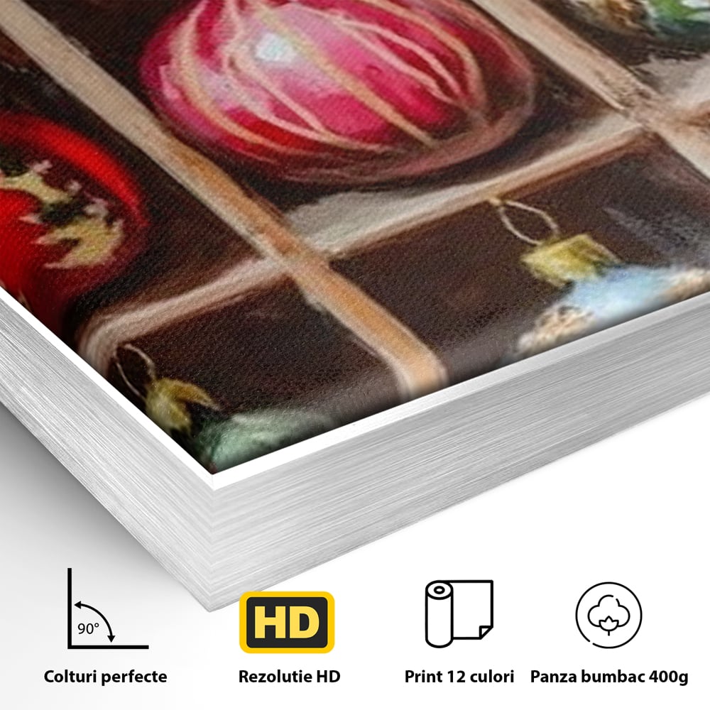 Tablou Canvas Premium, LuxCanva® D1069, Magia Ornamentelor, Colectie, Globuri, Podoabe, Craciun, Festiv, Bijuterii, Spirit, Decoratiuni, Brad