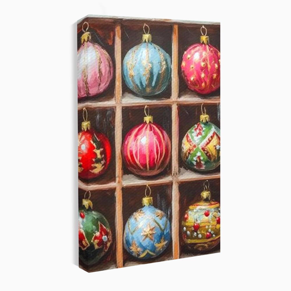 Tablou Canvas Premium, LuxCanva® D1069, Magia Ornamentelor, Colectie, Globuri, Podoabe, Craciun, Festiv, Bijuterii, Spirit, Decoratiuni, Brad