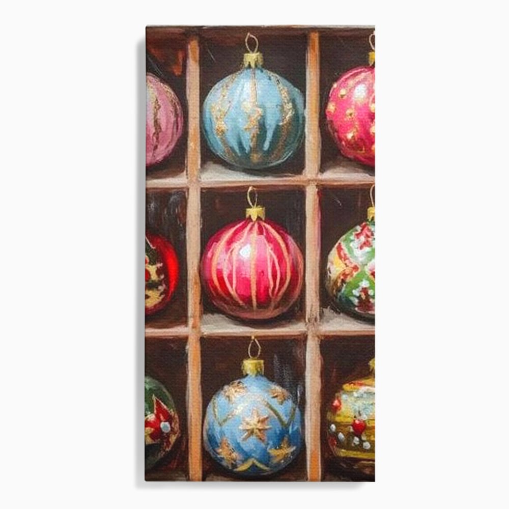 Tablou Canvas Premium, LuxCanva® D1069, Magia Ornamentelor, Colectie, Globuri, Podoabe, Craciun, Festiv, Bijuterii, Spirit, Decoratiuni, Brad
