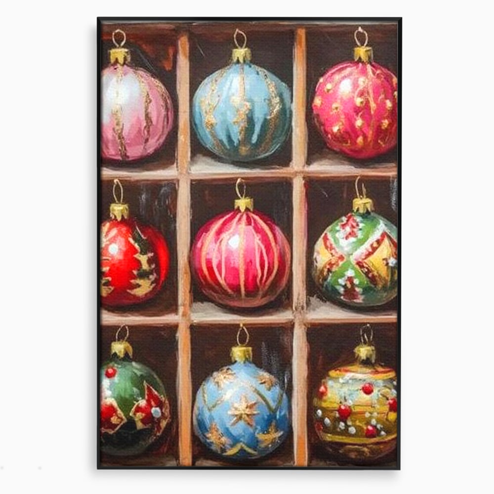 Tablou Canvas Premium, LuxCanva® D1069, Magia Ornamentelor, Colectie, Globuri, Podoabe, Craciun, Festiv, Bijuterii, Spirit, Decoratiuni, Brad