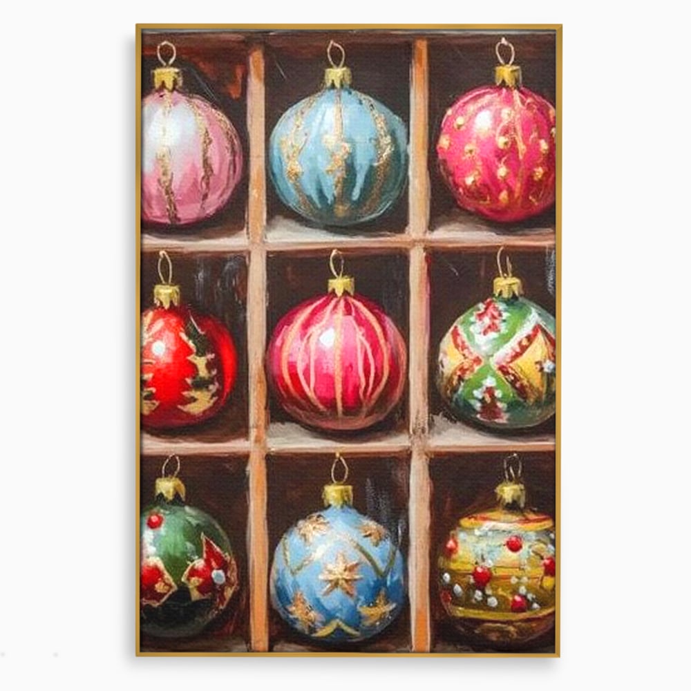 Tablou Canvas Premium, LuxCanva® D1069, Magia Ornamentelor, Colectie, Globuri, Podoabe, Craciun, Festiv, Bijuterii, Spirit, Decoratiuni, Brad