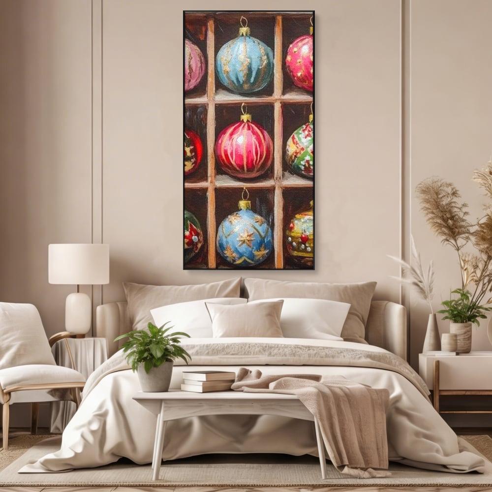Tablou Canvas Premium, LuxCanva® D1069, Magia Ornamentelor, Colectie, Globuri, Podoabe, Craciun, Festiv, Bijuterii, Spirit, Decoratiuni, Brad