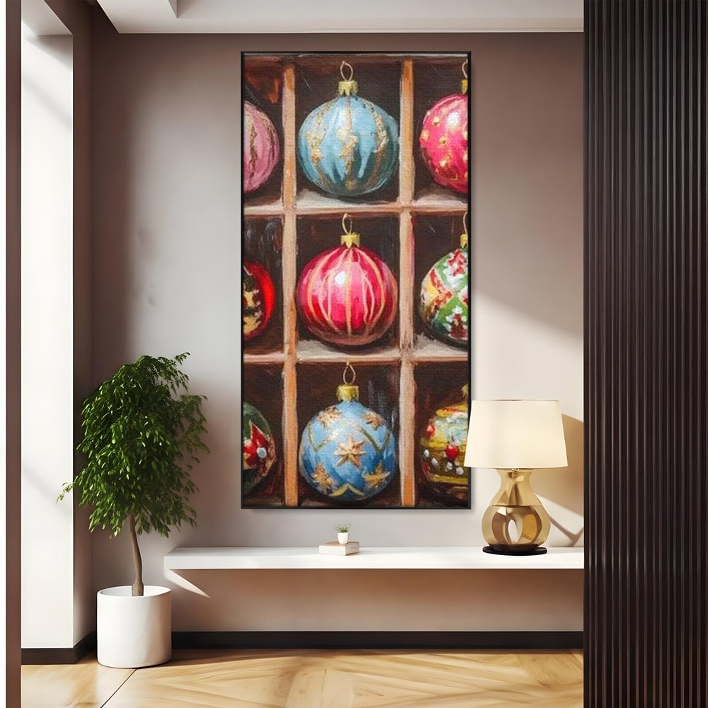 Tablou Canvas Premium, LuxCanva® D1069, Magia Ornamentelor, Colectie, Globuri, Podoabe, Craciun, Festiv, Bijuterii, Spirit, Decoratiuni, Brad