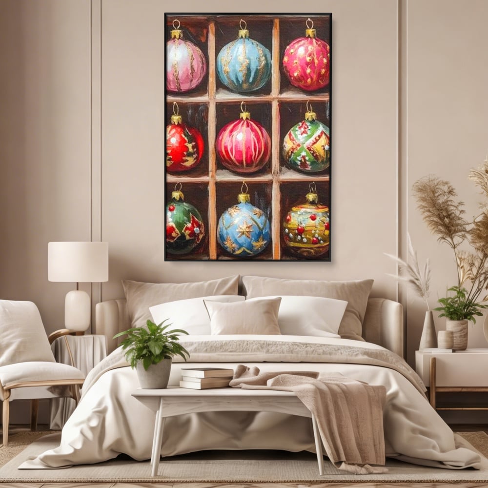 Tablou Canvas Premium, LuxCanva® D1069, Magia Ornamentelor, Colectie, Globuri, Podoabe, Craciun, Festiv, Bijuterii, Spirit, Decoratiuni, Brad