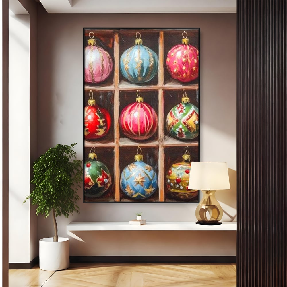 Tablou Canvas Premium, LuxCanva® D1069, Magia Ornamentelor, Colectie, Globuri, Podoabe, Craciun, Festiv, Bijuterii, Spirit, Decoratiuni, Brad