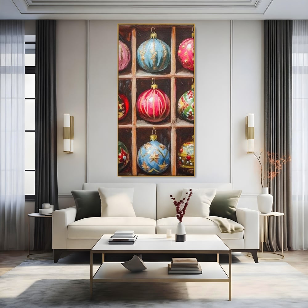 Tablou Canvas Premium, LuxCanva® D1069, Magia Ornamentelor, Colectie, Globuri, Podoabe, Craciun, Festiv, Bijuterii, Spirit, Decoratiuni, Brad