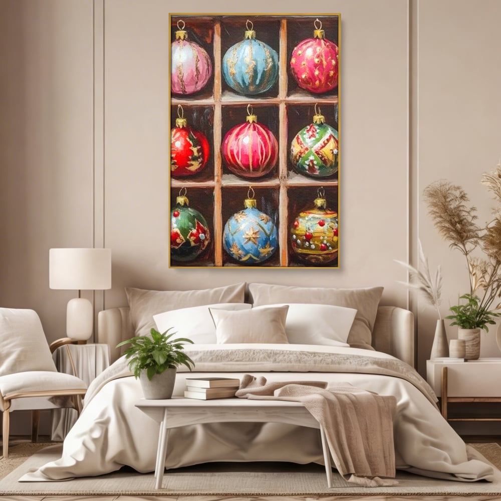 Tablou Canvas Premium, LuxCanva® D1069, Magia Ornamentelor, Colectie, Globuri, Podoabe, Craciun, Festiv, Bijuterii, Spirit, Decoratiuni, Brad