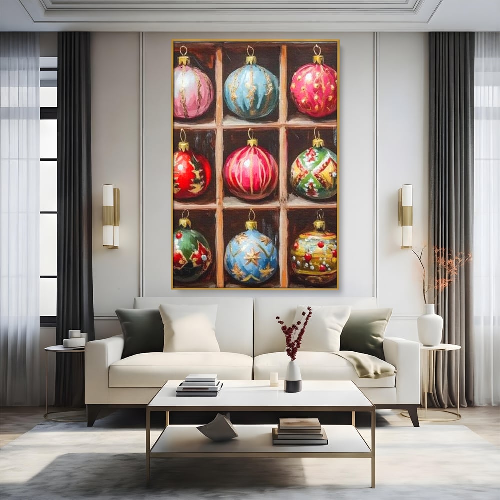 Tablou Canvas Premium, LuxCanva® D1069, Magia Ornamentelor, Colectie, Globuri, Podoabe, Craciun, Festiv, Bijuterii, Spirit, Decoratiuni, Brad