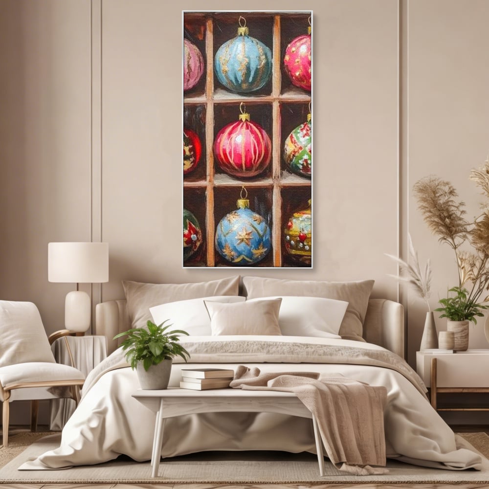 Tablou Canvas Premium, LuxCanva® D1069, Magia Ornamentelor, Colectie, Globuri, Podoabe, Craciun, Festiv, Bijuterii, Spirit, Decoratiuni, Brad