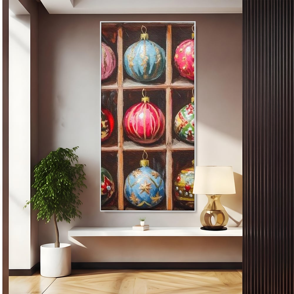 Tablou Canvas Premium, LuxCanva® D1069, Magia Ornamentelor, Colectie, Globuri, Podoabe, Craciun, Festiv, Bijuterii, Spirit, Decoratiuni, Brad