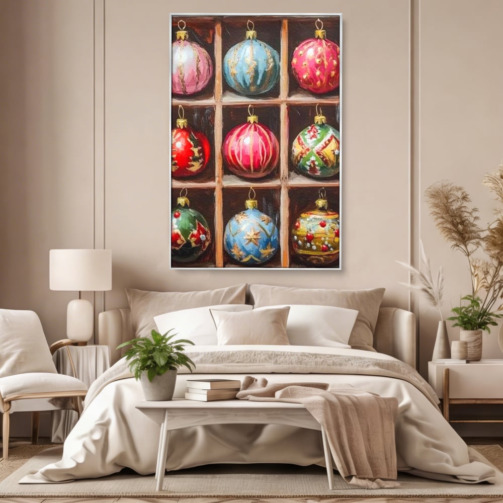 Tablou Canvas Premium, LuxCanva® D1069, Magia Ornamentelor, Colectie, Globuri, Podoabe, Craciun, Festiv, Bijuterii, Spirit, Decoratiuni, Brad