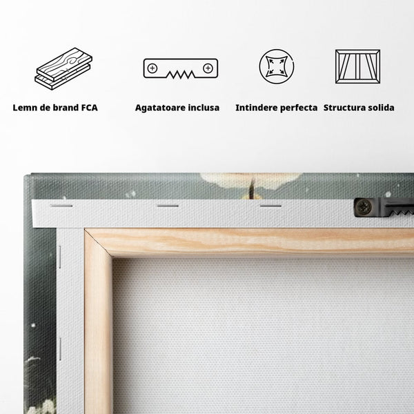 Tablou Canvas Premium, LuxCanva® D1070, Lumina de Craciun, Lumanare, Roz, Globuri, Flacara, Crengute, Brad, Con, Speranta, Caldura, Pace, Liniste, Seara, Spirit, Sfesnic, Camera Copil, Living, Dormitor