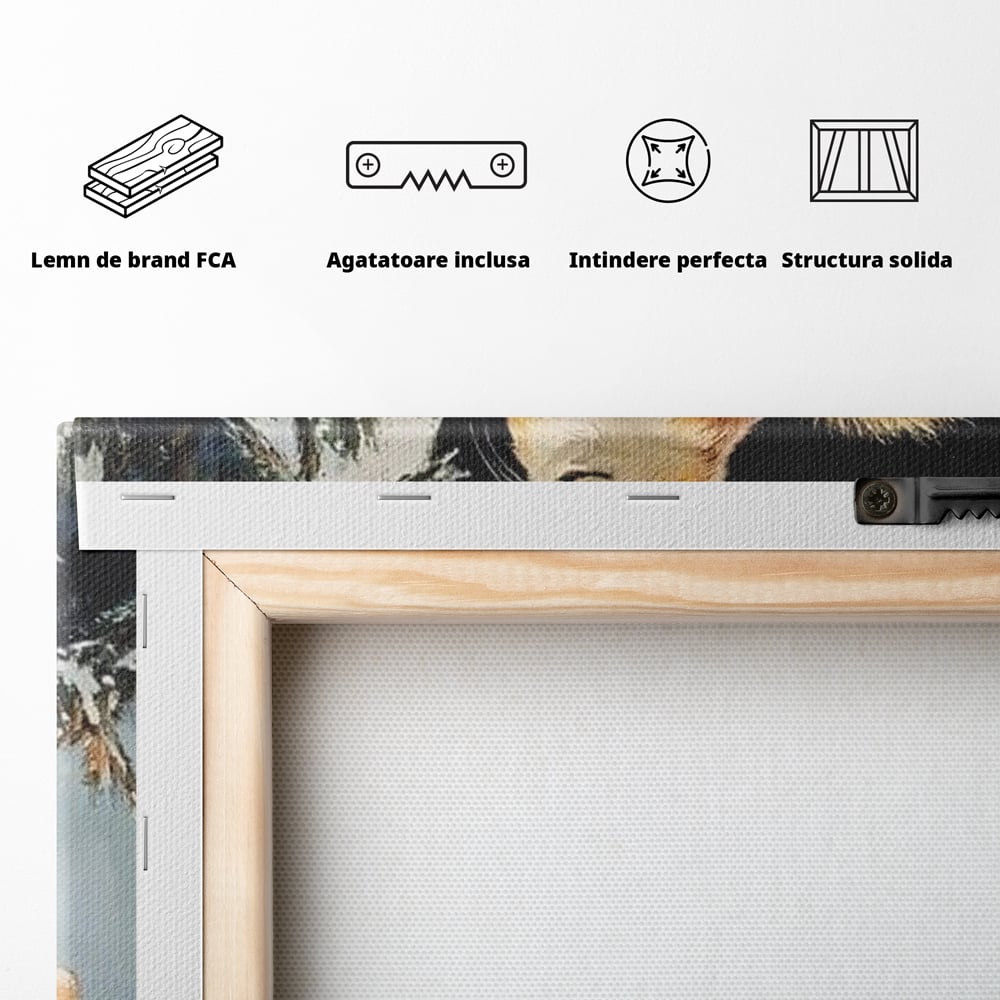Leinwand Wandkunst Canvas Wall Art Premium, LuxCanva® D1072, Geschenk Hüter, Eichhörnchen, Boxen, Verpackung, Schenken, Schnee, Tannenbaum, Natur, Winter, Überraschung, Tier, Tier, Wild, Wald, Wild, Kinderzimmer, Wohnen, Schlafzimmer