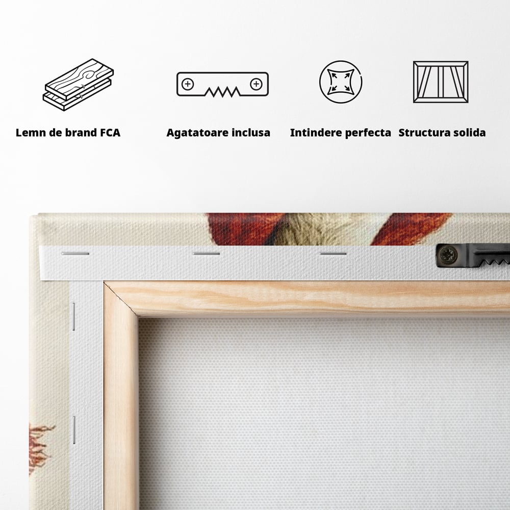 Tablou Canvas Premium, LuxCanva® D1073, Mos Rata,  Craciun, Caciula, Fular, Rosu, Geaca, Haios, Originalitate, Umor, Veselie, Pene, Plimbare, Ograda, Fashion, Copilarie, Camera Copil, Living, Dormitor