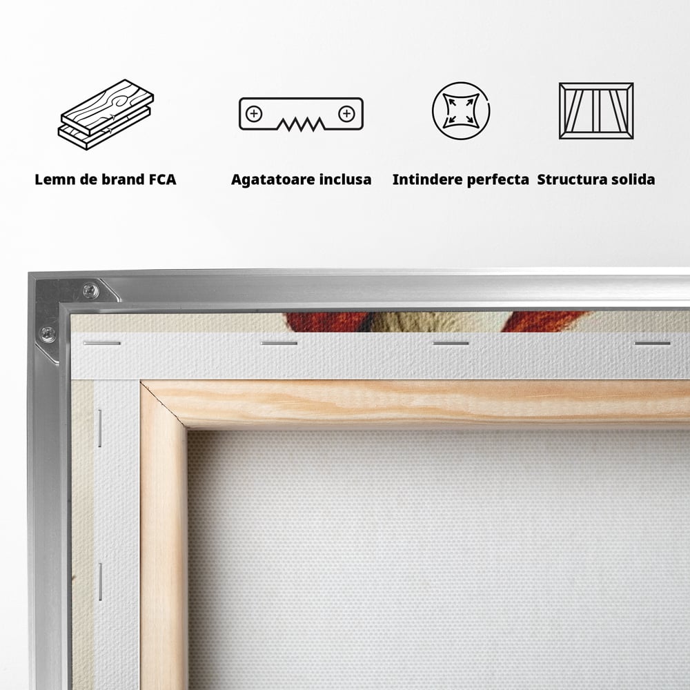 Tablou Canvas Premium, LuxCanva® D1073, Mos Rata,  Craciun, Caciula, Fular, Rosu, Geaca, Haios, Originalitate, Umor, Veselie, Pene, Plimbare, Ograda, Fashion, Copilarie, Camera Copil, Living, Dormitor