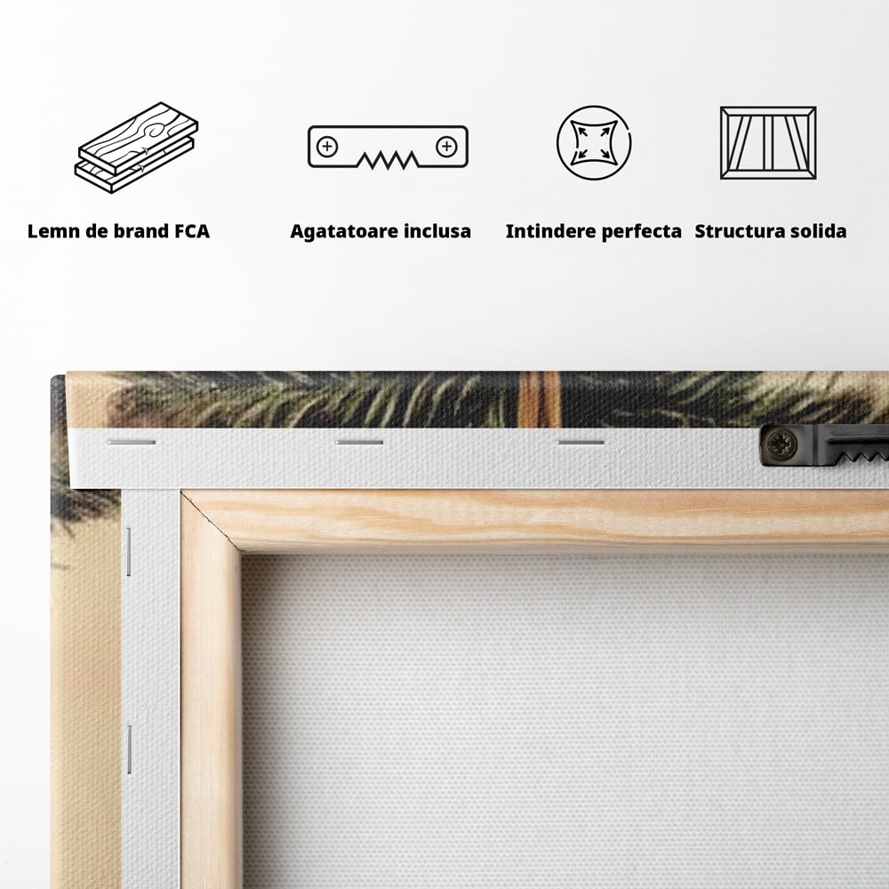 Tablou Canvas Premium, LuxCanva® D1078, Glob Regal, Stralucire, Visiniu, Frumusete, Aur, Rosu, Ramura, Verde, Brad, Podoaba, Iarna, Festiv, Panglica, Atemporal, Clasic, Camera Copil, Living, Dormitor