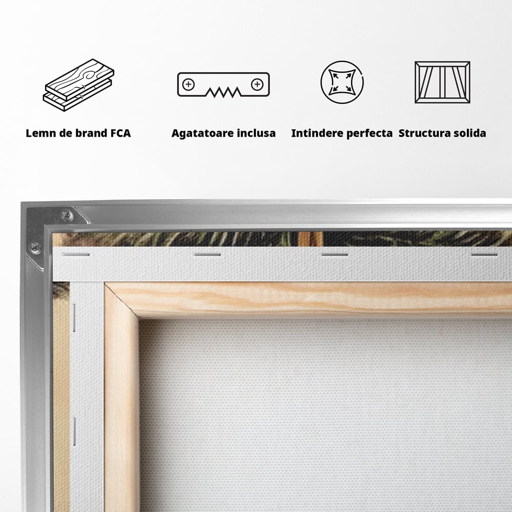 Tablou Canvas Premium, LuxCanva® D1078, Glob Regal, Stralucire, Visiniu, Frumusete, Aur, Rosu, Ramura, Verde, Brad, Podoaba, Iarna, Festiv, Panglica, Atemporal, Clasic, Camera Copil, Living, Dormitor