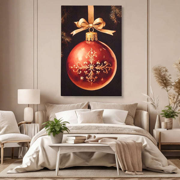 Tablou Canvas Premium, LuxCanva® D1079, Simbol Regal, Rosu, Festiv, Funda, Aurie, Traditie, Ornament, Detaliu, Lux, Povestire, Anotimp, Frig, Brad, Eleganta, Impodobit, Camera Copil, Living, Dormitor