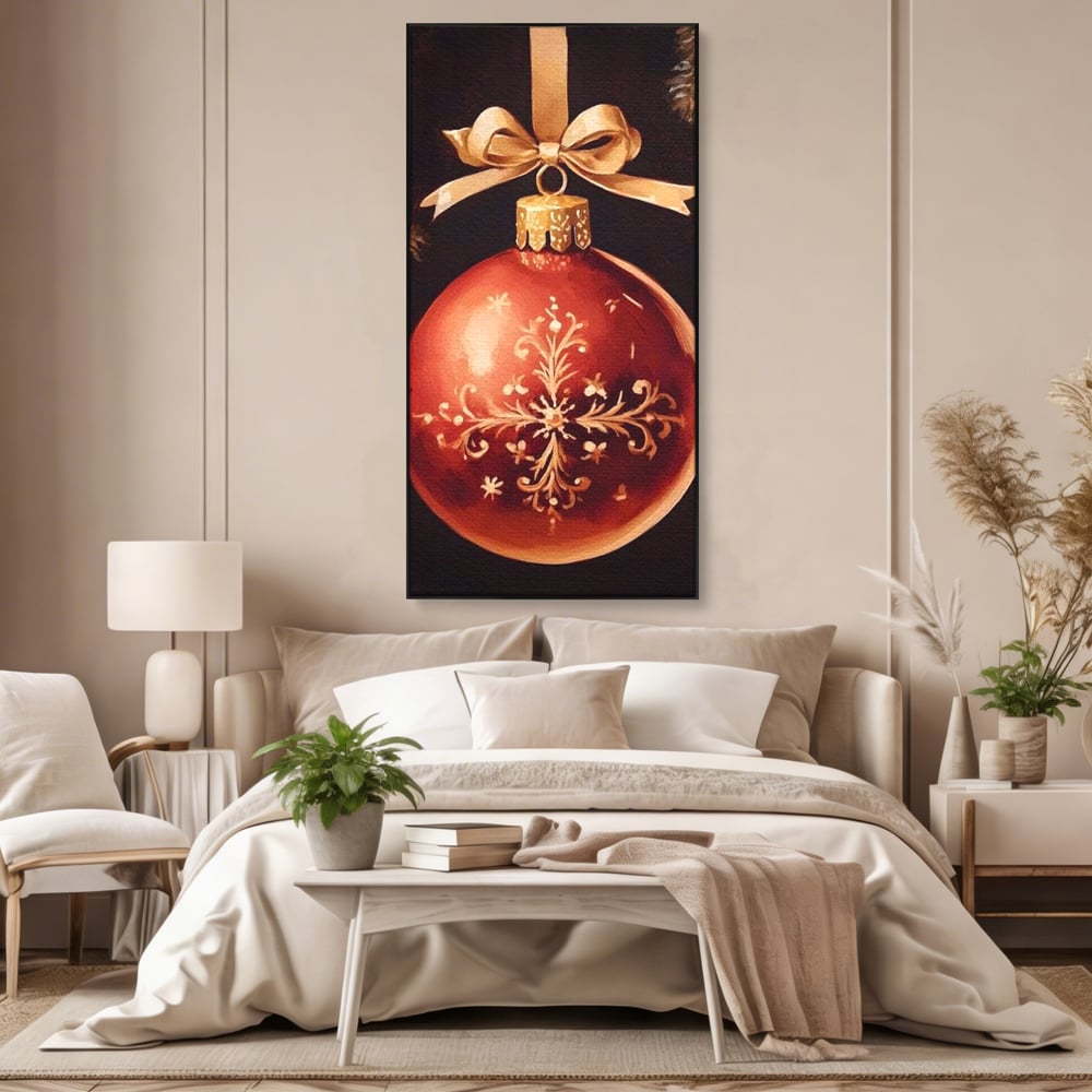 Tablou Canvas Premium, LuxCanva® D1079, Simbol Regal, Rosu, Festiv, Funda, Aurie, Traditie, Ornament, Detaliu, Lux, Povestire, Anotimp, Frig, Brad, Eleganta, Impodobit, Camera Copil, Living, Dormitor