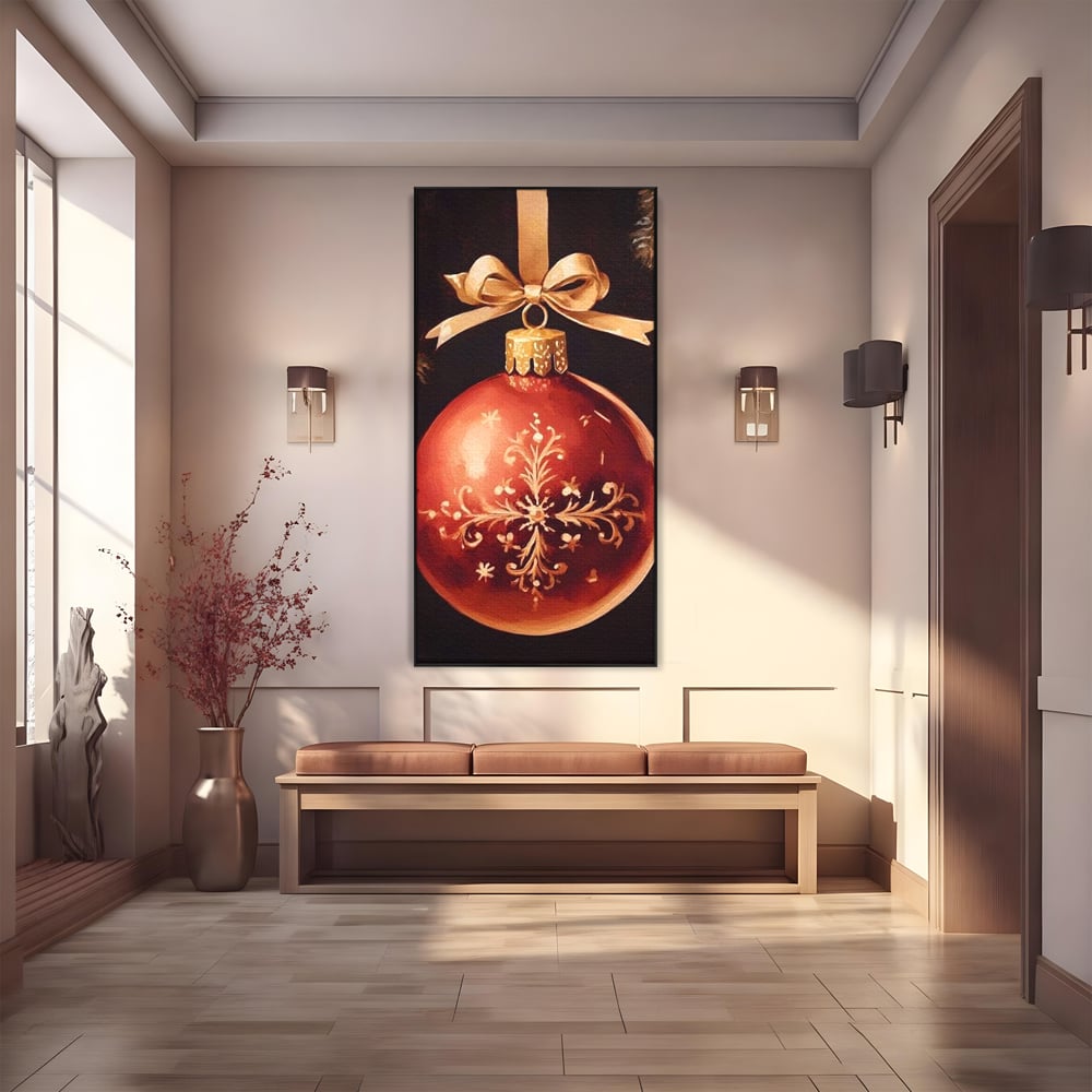 Tablou Canvas Premium, LuxCanva® D1079, Simbol Regal, Rosu, Festiv, Funda, Aurie, Traditie, Ornament, Detaliu, Lux, Povestire, Anotimp, Frig, Brad, Eleganta, Impodobit, Camera Copil, Living, Dormitor