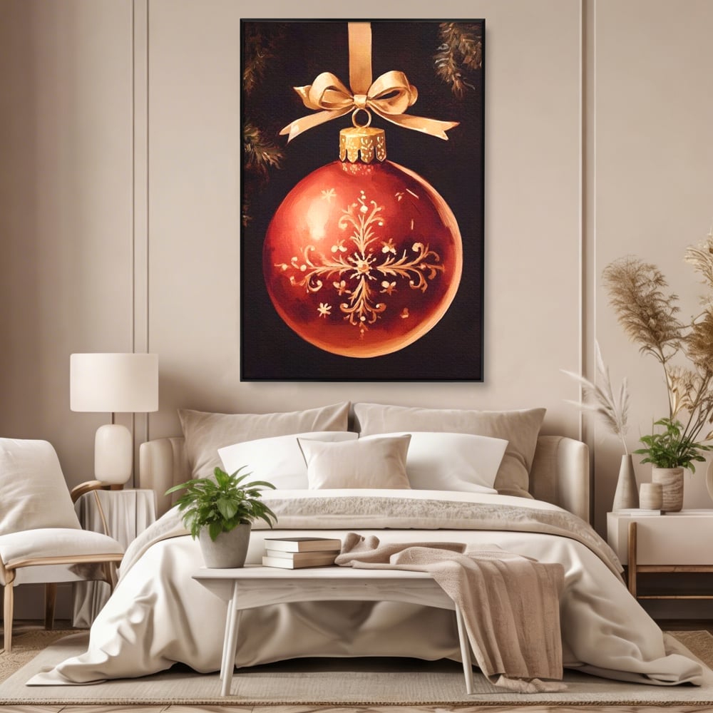 Tablou Canvas Premium, LuxCanva® D1079, Simbol Regal, Rosu, Festiv, Funda, Aurie, Traditie, Ornament, Detaliu, Lux, Povestire, Anotimp, Frig, Brad, Eleganta, Impodobit, Camera Copil, Living, Dormitor