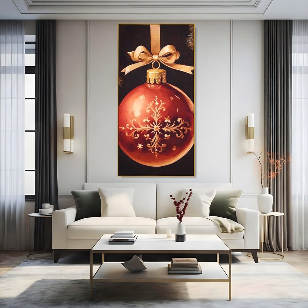 Tablou Canvas Premium, LuxCanva® D1079, Simbol Regal, Rosu, Festiv, Funda, Aurie, Traditie, Ornament, Detaliu, Lux, Povestire, Anotimp, Frig, Brad, Eleganta, Impodobit, Camera Copil, Living, Dormitor
