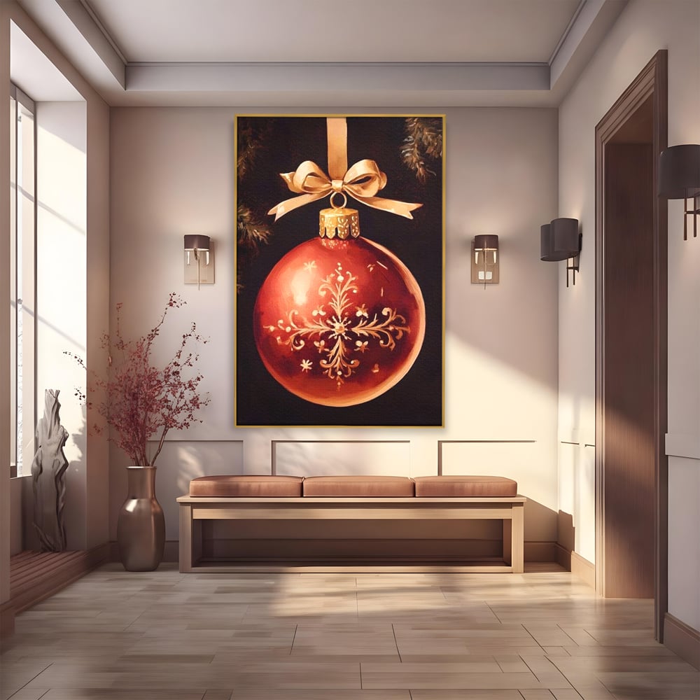 Tablou Canvas Premium, LuxCanva® D1079, Simbol Regal, Rosu, Festiv, Funda, Aurie, Traditie, Ornament, Detaliu, Lux, Povestire, Anotimp, Frig, Brad, Eleganta, Impodobit, Camera Copil, Living, Dormitor