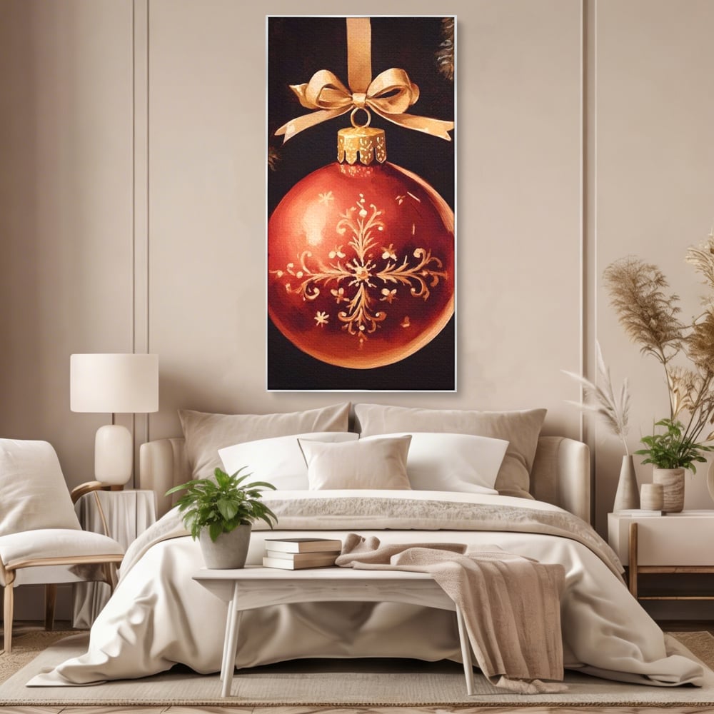 Tablou Canvas Premium, LuxCanva® D1079, Simbol Regal, Rosu, Festiv, Funda, Aurie, Traditie, Ornament, Detaliu, Lux, Povestire, Anotimp, Frig, Brad, Eleganta, Impodobit, Camera Copil, Living, Dormitor