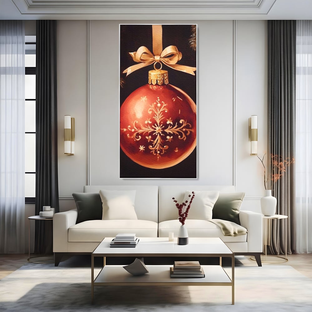 Tablou Canvas Premium, LuxCanva® D1079, Simbol Regal, Rosu, Festiv, Funda, Aurie, Traditie, Ornament, Detaliu, Lux, Povestire, Anotimp, Frig, Brad, Eleganta, Impodobit, Camera Copil, Living, Dormitor