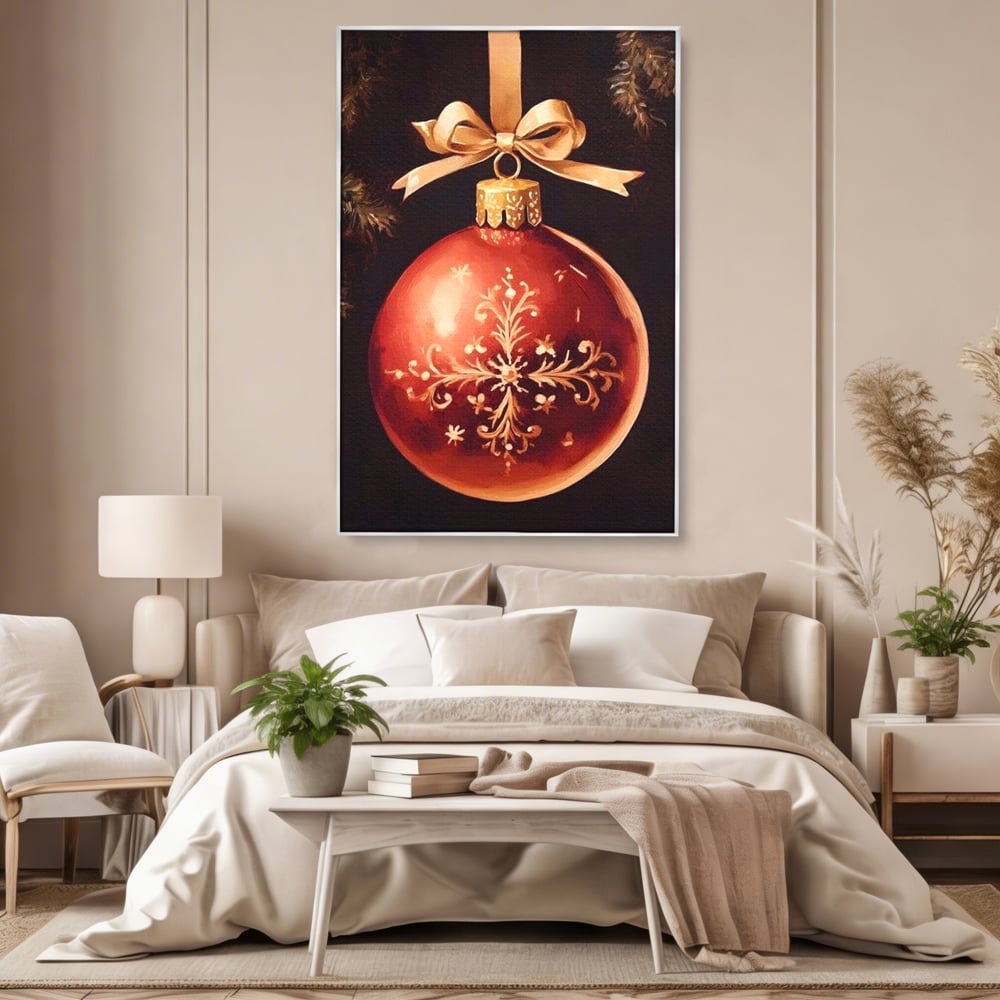 Tablou Canvas Premium, LuxCanva® D1079, Simbol Regal, Rosu, Festiv, Funda, Aurie, Traditie, Ornament, Detaliu, Lux, Povestire, Anotimp, Frig, Brad, Eleganta, Impodobit, Camera Copil, Living, Dormitor