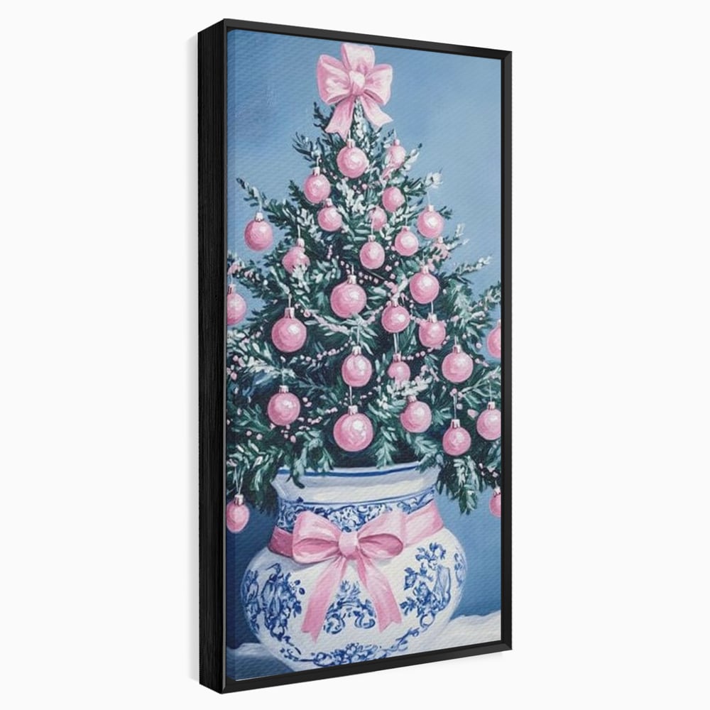 Tablou Canvas Premium, LuxCanva® D1080, Bradutul din Vaza, Roz, Podoabe, Pastelat, Fundita, Rafinat, Aristocratic, Mic, Alb, Albastru, Romantic, Miniatura, Globuri, Camera Copil, Living, Dormitor