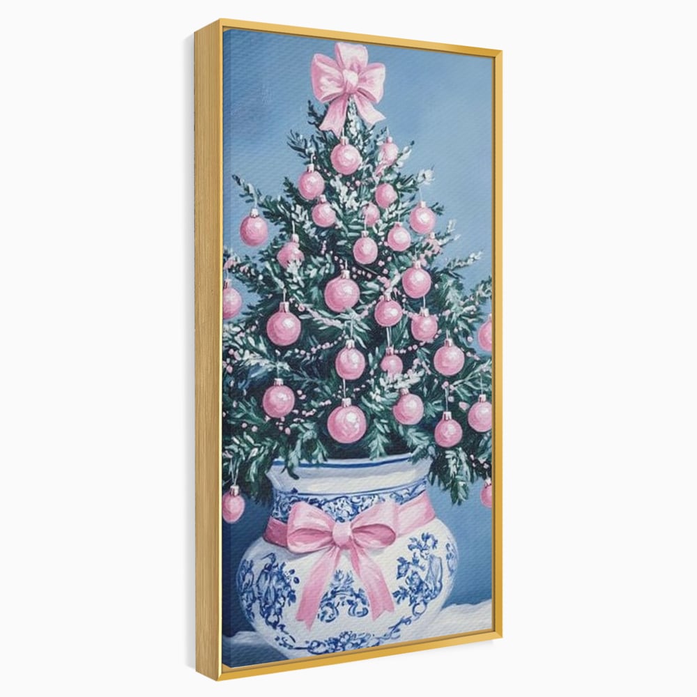 Tablou Canvas Premium, LuxCanva® D1080, Bradutul din Vaza, Roz, Podoabe, Pastelat, Fundita, Rafinat, Aristocratic, Mic, Alb, Albastru, Romantic, Miniatura, Globuri, Camera Copil, Living, Dormitor