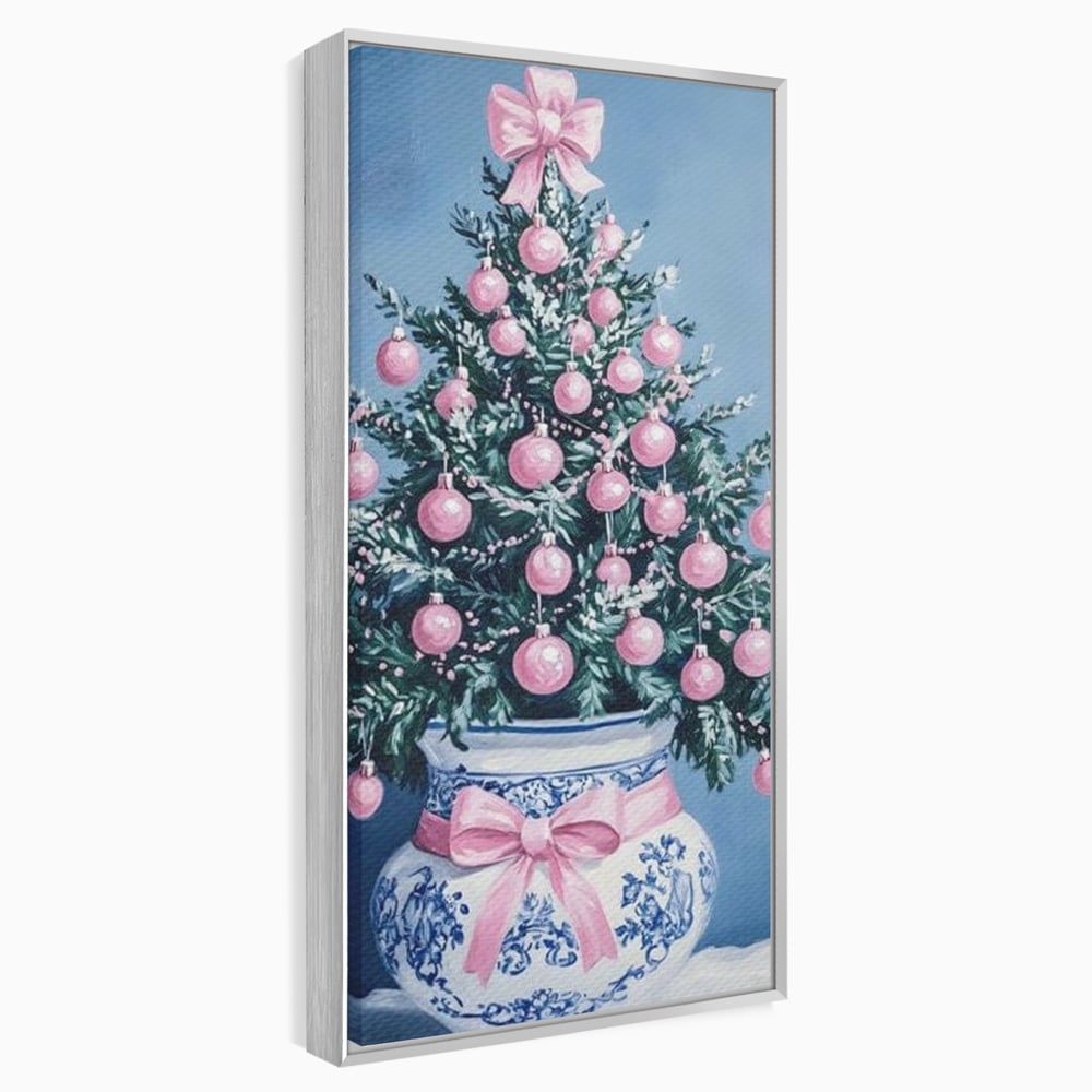 Tablou Canvas Premium, LuxCanva® D1080, Bradutul din Vaza, Roz, Podoabe, Pastelat, Fundita, Rafinat, Aristocratic, Mic, Alb, Albastru, Romantic, Miniatura, Globuri, Camera Copil, Living, Dormitor