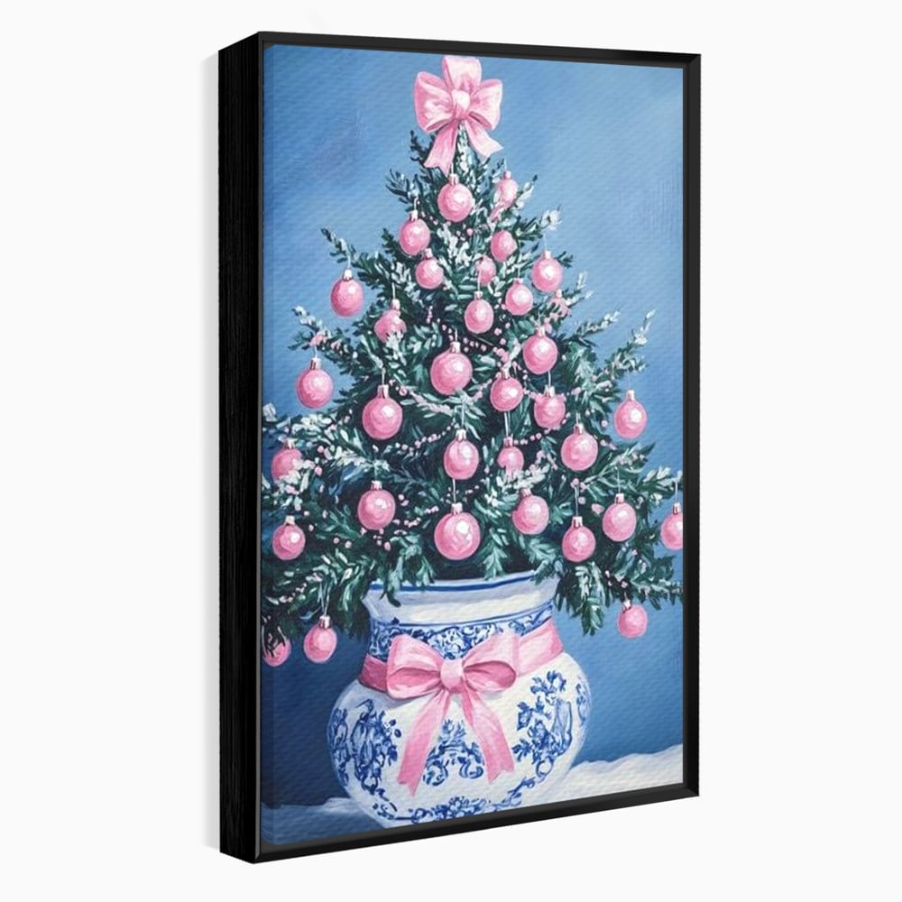 Tablou Canvas Premium, LuxCanva® D1080, Bradutul din Vaza, Roz, Podoabe, Pastelat, Fundita, Rafinat, Aristocratic, Mic, Alb, Albastru, Romantic, Miniatura, Globuri, Camera Copil, Living, Dormitor