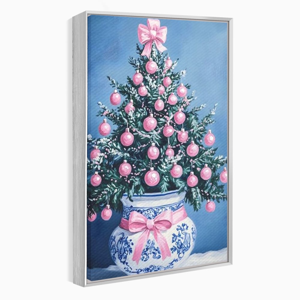 Tablou Canvas Premium, LuxCanva® D1080, Bradutul din Vaza, Roz, Podoabe, Pastelat, Fundita, Rafinat, Aristocratic, Mic, Alb, Albastru, Romantic, Miniatura, Globuri, Camera Copil, Living, Dormitor