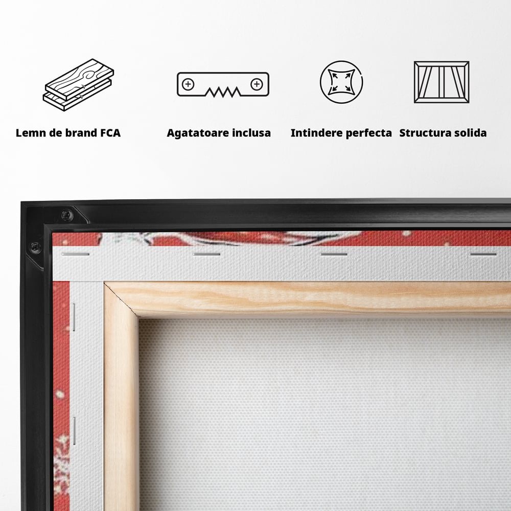 Tablou Canvas Premium, LuxCanva® D1081, Veselia lui Mos Craciun, Craciun, Decoratiune, Perete, Sarbatori, Festiv, Cadou, Copilarie, Ajun, Santa, Mos, Rosu, Costum, Fulgi, Nea, Camera Copil, Living, Dormitor
